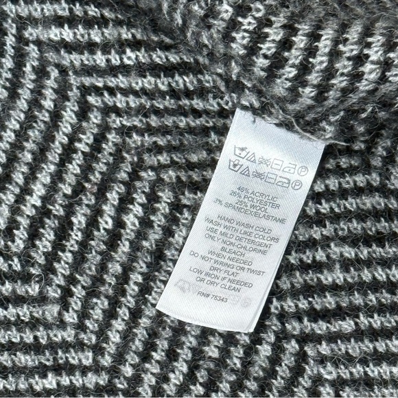 Kenar Black White Herringbone Wool Blend Jacket Large - Picture 9 of 11